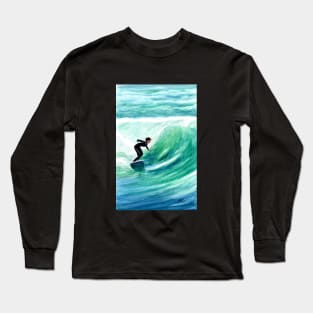 Surfing the Wave Watercolor Long Sleeve T-Shirt